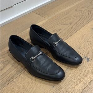 Monte Rosso Black Loafers with Smooth Leather Finish and Decorative Hardware
